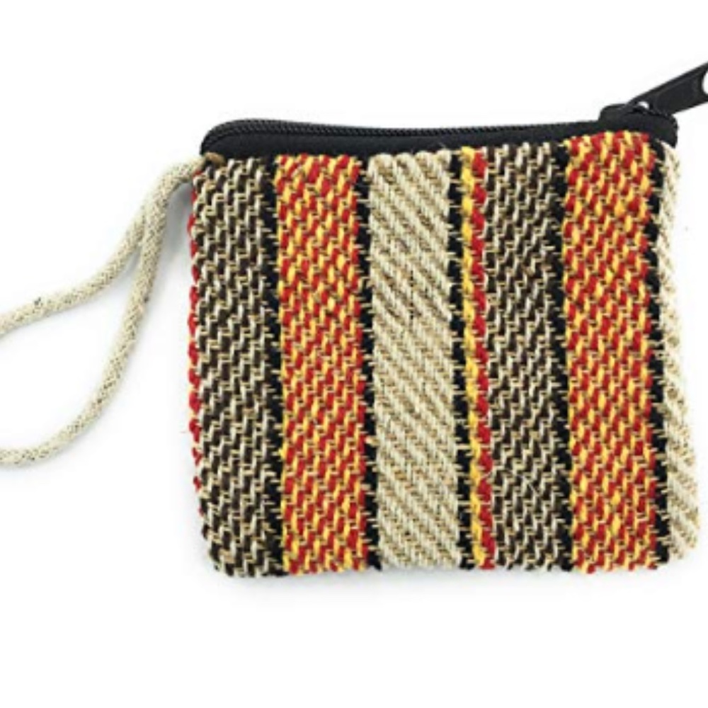 Earth Divas, Zip Coin Purse, Zipper Hemp Bag, Multi-Color, Small Keychain Bag